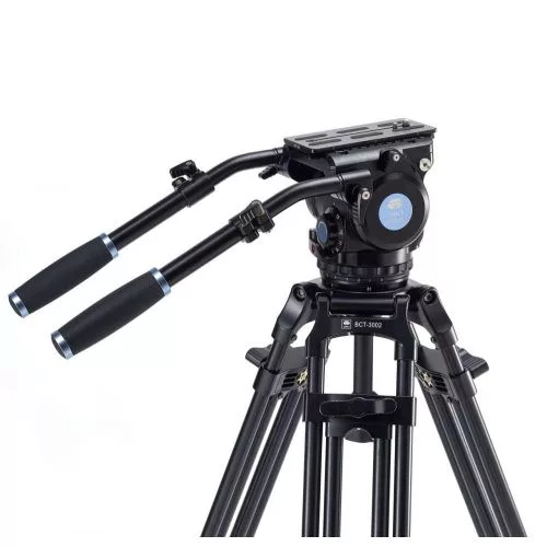 Sirui BCT-3002 alumínium broadcast tripod 100mm-es szintező kehellyel 