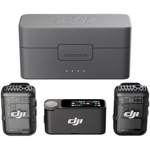 DJI Mic 2 vezeték nélküli mikrofon rendszer (2 TX + 1 RX + Charging Case) (CE)