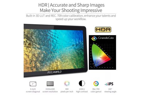 Feelworld F6Plus V2 6" HDMI 4K érintőképernyős kameramonitor