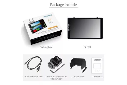 Feelworld F7PRO - 7" HDMI 4K érintőképernyős kameramonitor