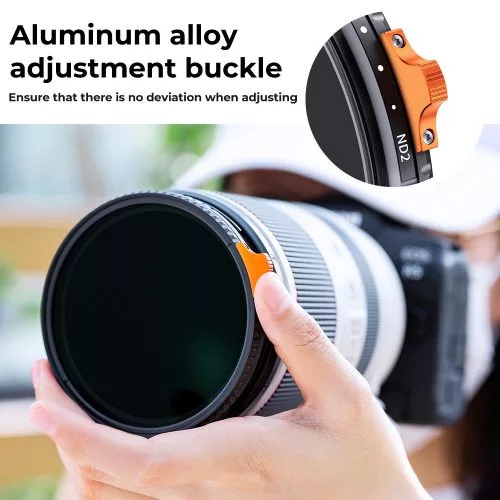 K&F Concept NANO-X Slim, HD, VARIO ND 2-400 változtatható szürkeszűrő, vízlepergető, karcálló (55mm)