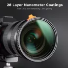 K&F Concept NANO-X Slim, HD, VARIO ND 2-400 változtatható szürkeszűrő, vízlepergető, karcálló (58mm)