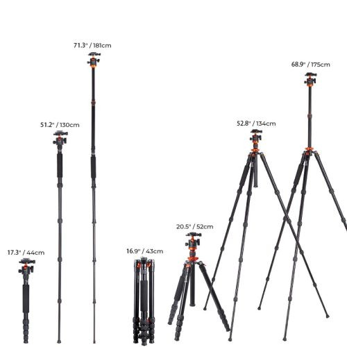 K&F Concept K255A4 + BH-28L állvány + monopod (fekete-narancssárga)