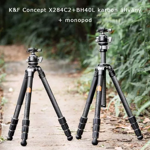 K&F Concept X284C2+BH40L karbon állvány + monopod (fekete-narancs)