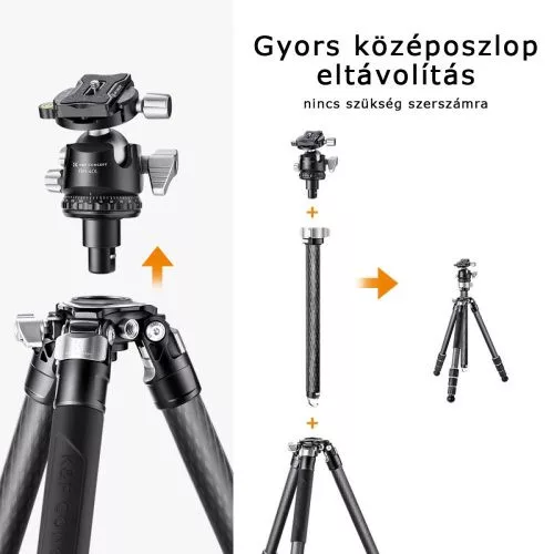 K&F Concept X284C2+BH40L karbon állvány + monopod (fekete-narancs)