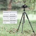 K&F Concept X254C4+BH-30 karbon állvány + monopod (172cm magasság, 12kg teherbírás)