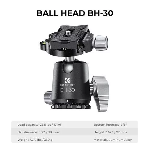 K&F Concept X254C4+BH-30 karbon állvány + monopod (172cm magasság, 12kg teherbírás)