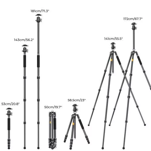 K&F Concept X254C4+BH-30 karbon állvány + monopod (172cm magasság, 12kg teherbírás)