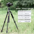 K&F Concept X284C4+BH-36 karbon állvány + monopod (172cm magasság, 16kg teherbírás)