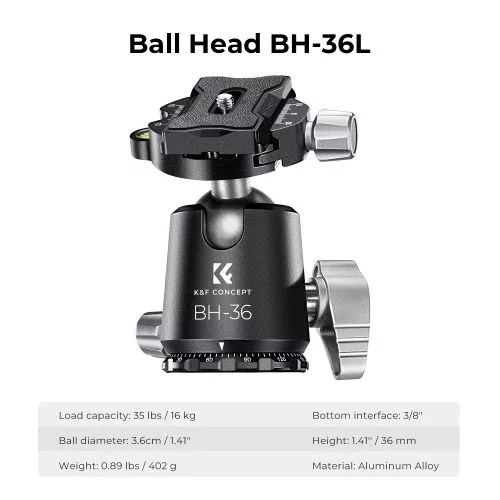 K&F Concept X284C4+BH-36 karbon állvány + monopod (172cm magasság, 16kg teherbírás)
