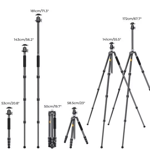 K&F Concept X284C4+BH-36 karbon állvány + monopod (172cm magasság, 16kg teherbírás)