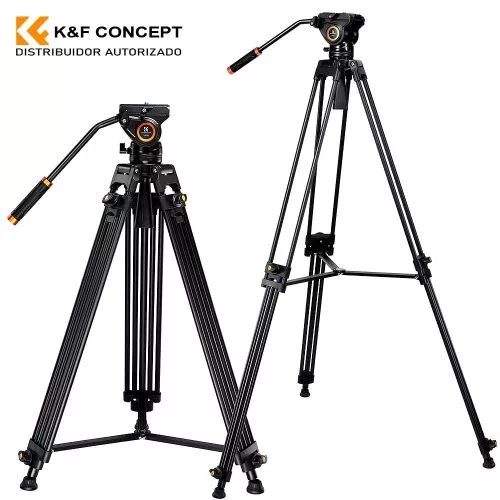 K&F Concept VA18 videóállvány, VH081 video-fluid Fej, 184cm magasság, 8kg teherbírás