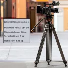 K&F Concept VA18 videóállvány, VH081 video-fluid Fej, 184cm magasság, 8kg teherbírás