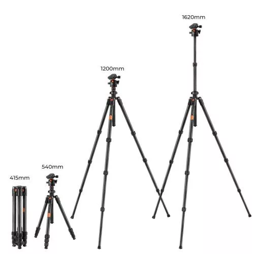 K&F Concept K254C2 karbon állvány, BH-36L gömbfej, 162cm magasság, 8kg teherbírás