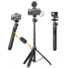 K&F Concept MS08 állvány, selfie bot, gömbfejjel, Gopro adapter, telefon adapter, bluetooth kioldó