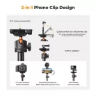 K&F Concept MS08 állvány, selfie bot, gömbfejjel, Gopro adapter, telefon adapter, bluetooth kioldó
