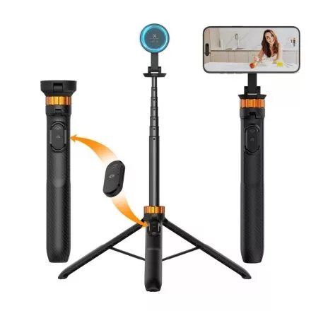 K&F Concept állvány, 162 cm selfie bot, Magsafe telefon adapter, bluetooth kioldó