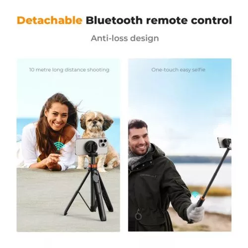 K&F Concept állvány, 162 cm selfie bot, Magsafe telefon adapter, bluetooth kioldó