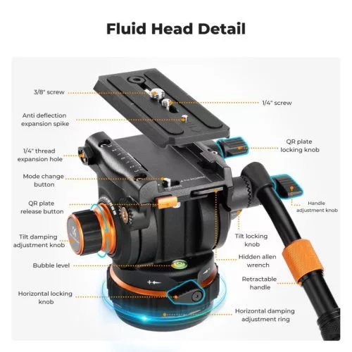 K&F Concept VA3 videóállvány BV20 fluid videófejjel