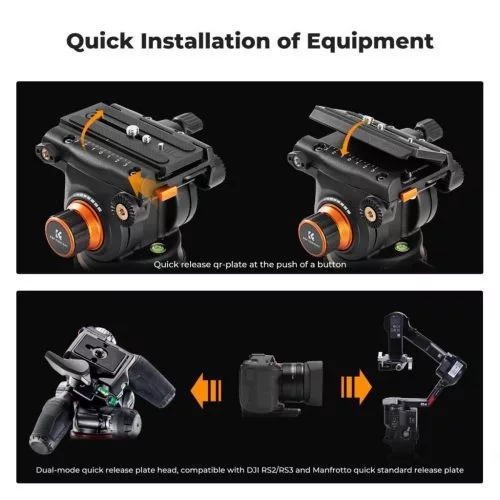 K&F Concept VA3 videóállvány BV20 fluid videófejjel