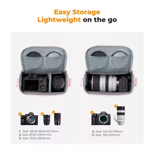 K&F Concept oldaltáska, 7L, vízlepergető anyag (rózsaszín)