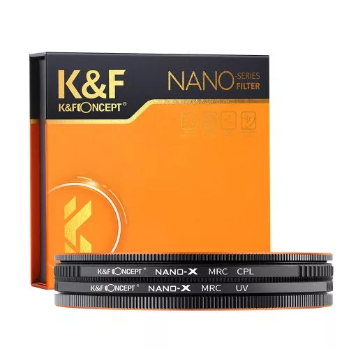 K&F Concept NANO-X series, MCUV + CPL szűrő, vízlepergető, karcálló, fém objektívsapka + tok (55mm)