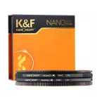 K&F Concept NANO-X series, MCUV + CPL szűrő, vízlepergető, karcálló, fém objektívsapka + tok (62mm)