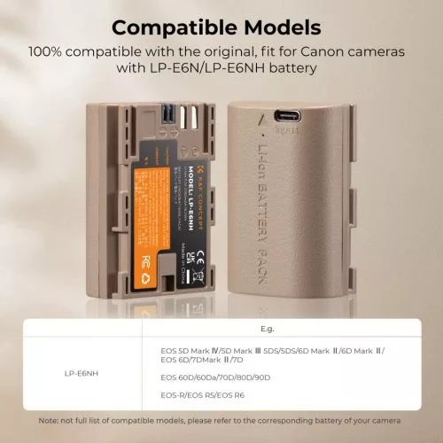 K&F Concept LP-E6NH USB-C akkumulátor