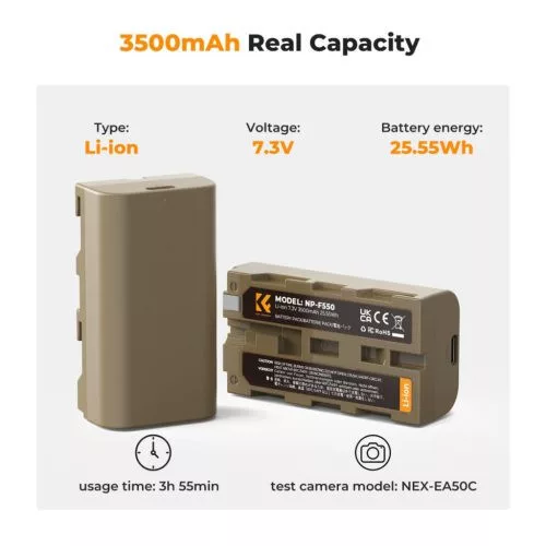 K&F Concept NP-F550 USB-C akkumulátor
