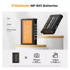 K&F Concept hordozható dupla USB-C akkumulátor NP-BX1 töltő, LCD + 2db NP-BX1 akkumulátor 1240mAh