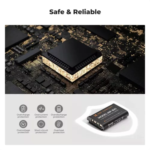 K&F Concept hordozható dupla USB-C akkumulátor NP-BX1 töltő, LCD + 2db NP-BX1 akkumulátor 1240mAh