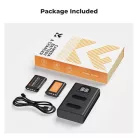 K&F Concept hordozható dupla USB-C akkumulátor NP-BX1 töltő, LCD + 2db NP-BX1 akkumulátor 1240mAh