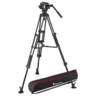 Manfrotto 504x fluid videó fej alu ikerlábas állvánnyal, középterpesz (MVK504XTWINMA)