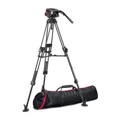 Manfrotto 509 Video fej + 645 Fast karbon állvány,2n1 terp. Ikerláb (MVK509TWINFC)