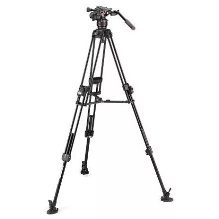 Manfrotto Nitrotech 608 fej + 645 Fast Alu állvány, középterp. Ikerláb (MVK608TWINFA)