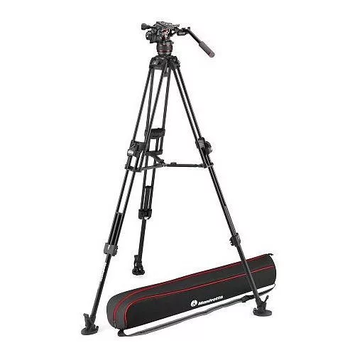Manfrotto Nitrotech 608 fej + 645 Fast Alu állvány, középterp. Ikerláb (MVK608TWINFA)