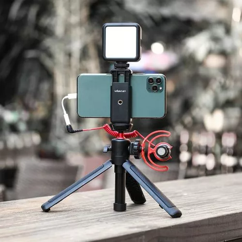 Ulanzi MT-16 asztali állvány, selfie bot, gömbfejjel, beépített telefontartó adapterrel, vakupapuccsal