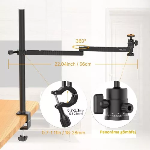 Ulanzi Vijim LS21C flexibilis, csőre rögzíthető telefon és DSLR kamera állvány