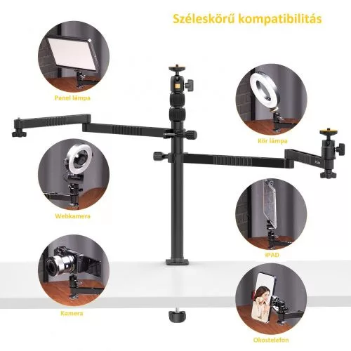 Ulanzi Vijim LS21C flexibilis, csőre rögzíthető telefon és DSLR kamera állvány