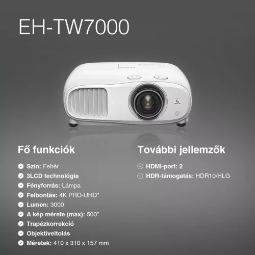 Epson EH-TW7000 3D 4K PRO-UHD házimozi projektor 
