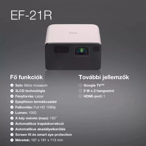 Epson EF-21R intelligens Full HD mini lézeriprojektor