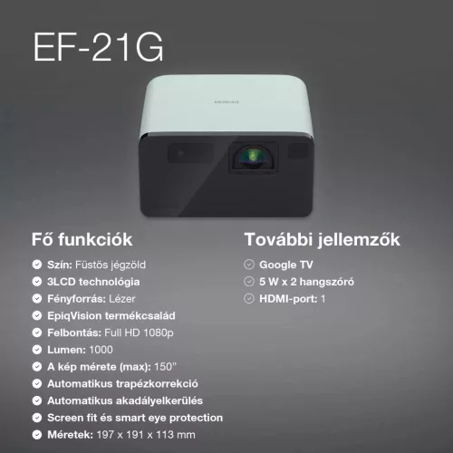 Epson EF-21G intelligens Full HD mini lézeriprojektor