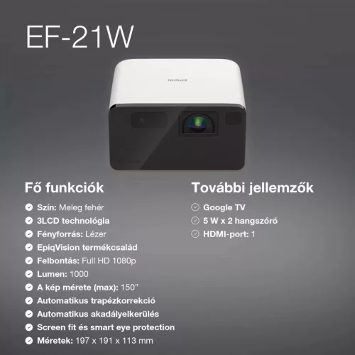 Epson EF-62B 4K Pro UHD mini smart ledprojektor -37.800 cashback
