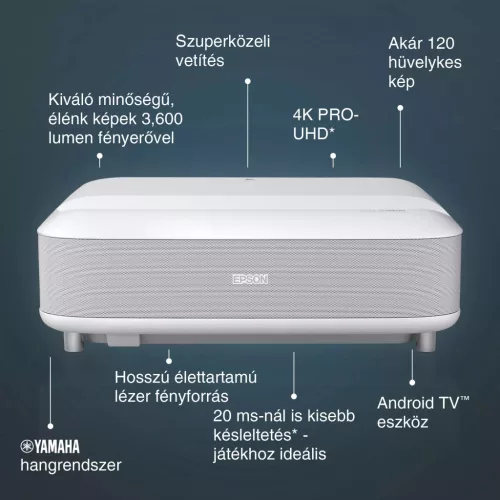 Epson EH-LS670B 4K PRO-UHD ultrarövid okos lézerprojektor -113.600 cashback
