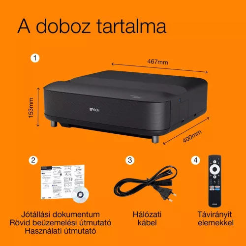Epson EH-LS670B 4K PRO-UHD ultrarövid okos lézerprojektor